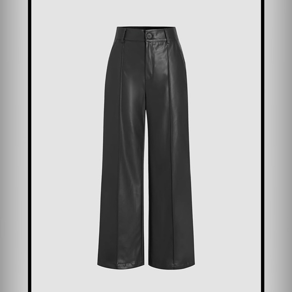 CIDER faux leather black pants trousers wide leg 0X 14-16 NWT